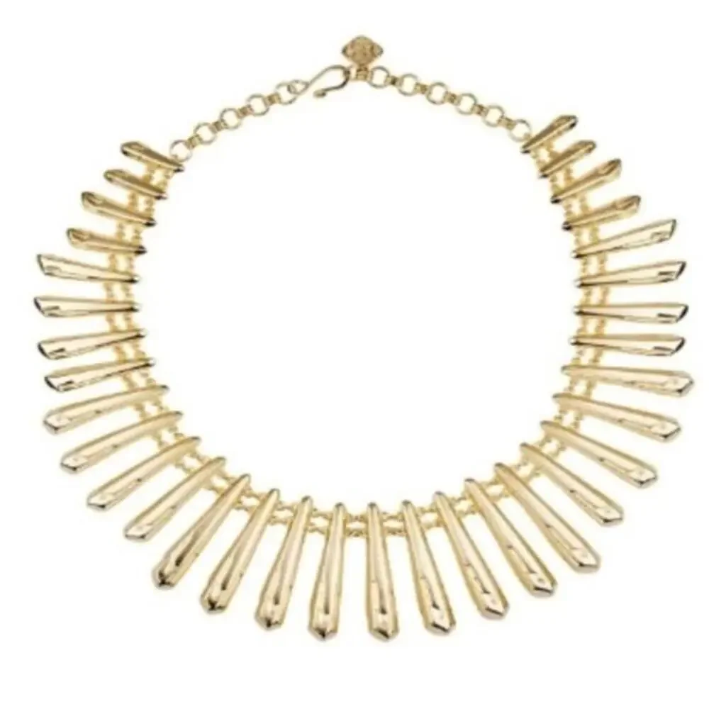 Kendra Scott Jill Gold Sunburst Spike Statement Fringe‎ Necklace Rose Gold Tone - Picture 2 of 16